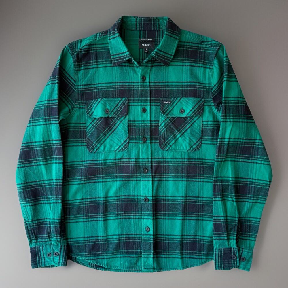Brixton Flannel S Green Bowery Long Sleeve Button Up Heavy Workwear Colorado